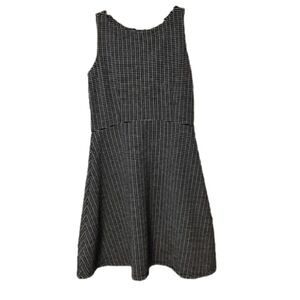 Loft Fit And Flare Skater Black & Cream Check Sleeveless Back Zip Dress Academia
